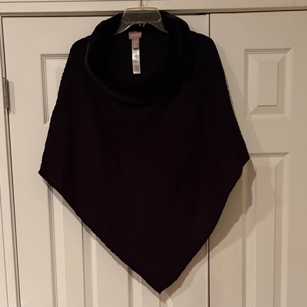 Chico's Dark Black Cowl-Neck Poncho
